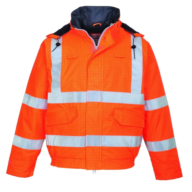 Portwest Bizflame Rain Hi-Vis Antistatic FR Bomber Jacket, Size: 4XL, Colour: Orange, S773ORR4XL