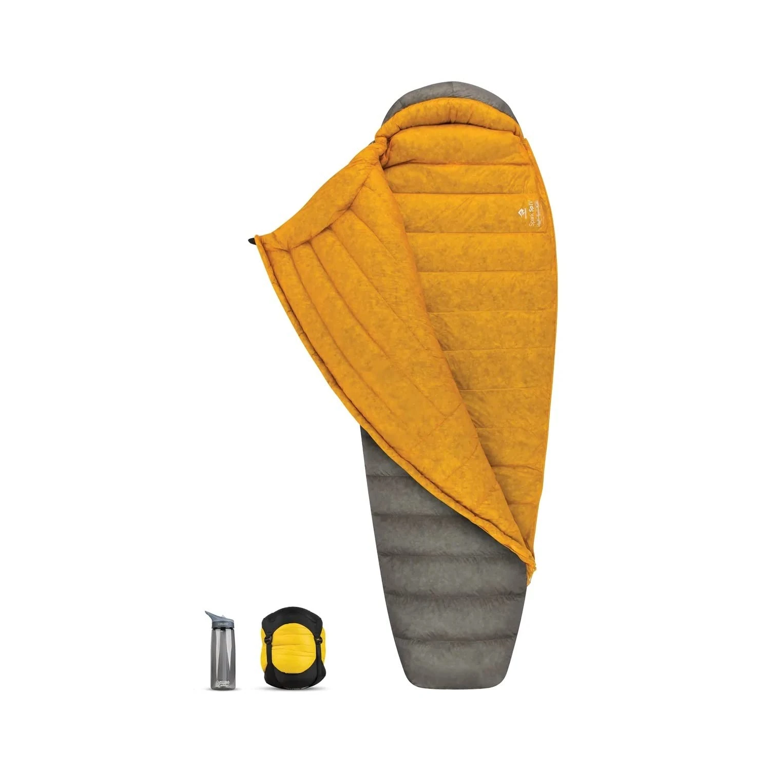 SACO DE DORMIR - 850+ Fill Down Spark SpIV - Long Left Zip Color: gris oscuro/amarillo