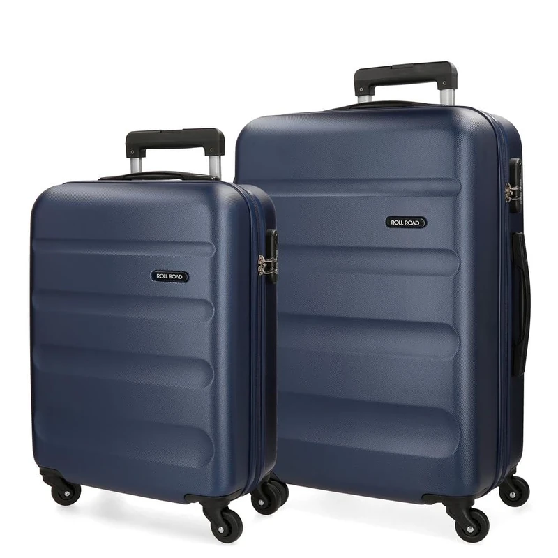 Roll Road Flex Blue Luggage Set 55/65 cm Rigid ABS Combination Lock 91 Litre 4 Wheels Hand Luggage