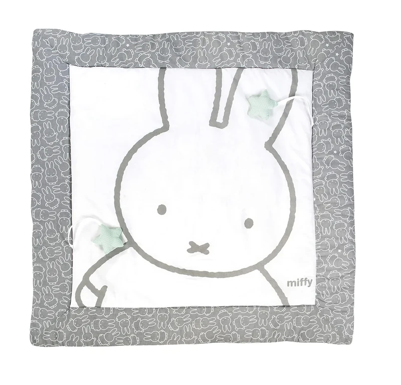 roba Miffy Play and Crawling Blanket 100 x 100 cm Baby's Padded Play Mat/Playpen Mat 100% Cotton Includes Baby Toy