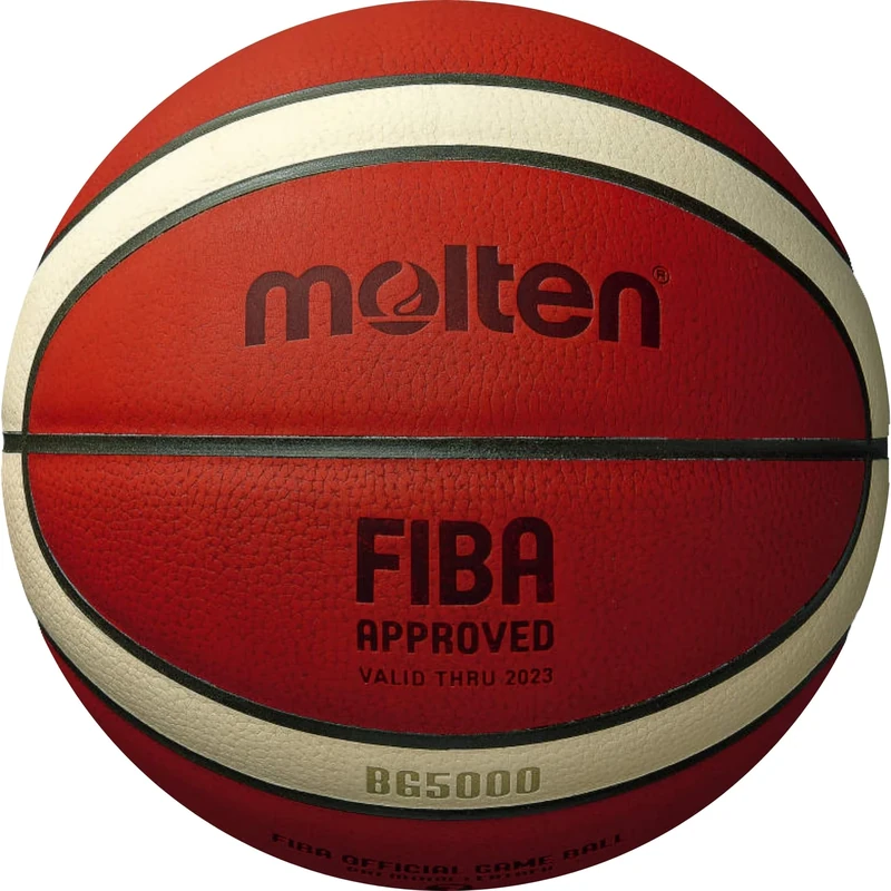 Molten BG5000 Basketball, Official International FIBA Game & Match Ball, FIBA Approved, Premium Real Leather, Indoor Play, Orange/Ivory, Size 7, Suitable For Boys age 14 & Adult