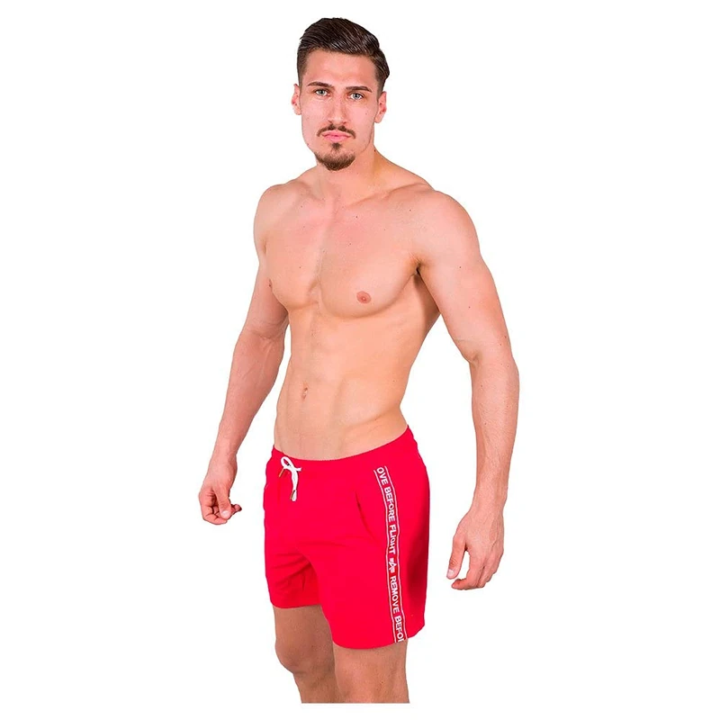ALPHA INDUSTRIES Men's RBF Tape Swim Short Trunks, Speed red, XS