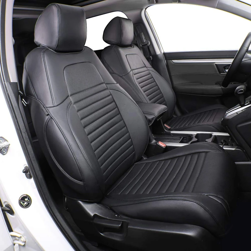 EKR Lingyue Full Coverage Leatherette Custom Exact Fit Full Set Car Seat Cover, Front&Rear Seat Cover for CRV 2016 2017 2018 2019, Airbag Compatible, Black Color