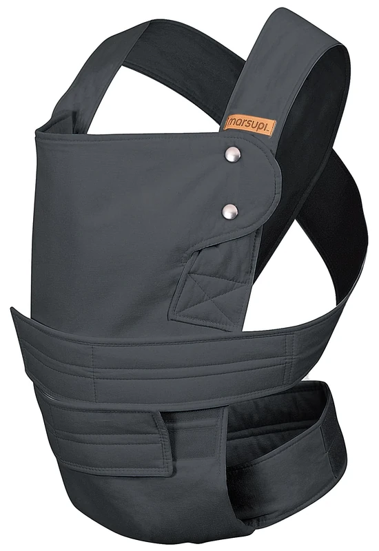 marsupi Baby Carrier for Newborns from Birth up to 15kg, Lightweight and Compact Baby Carrier with Sturdy Velcro System, Organic Cotton - Classic/Grey, Size L