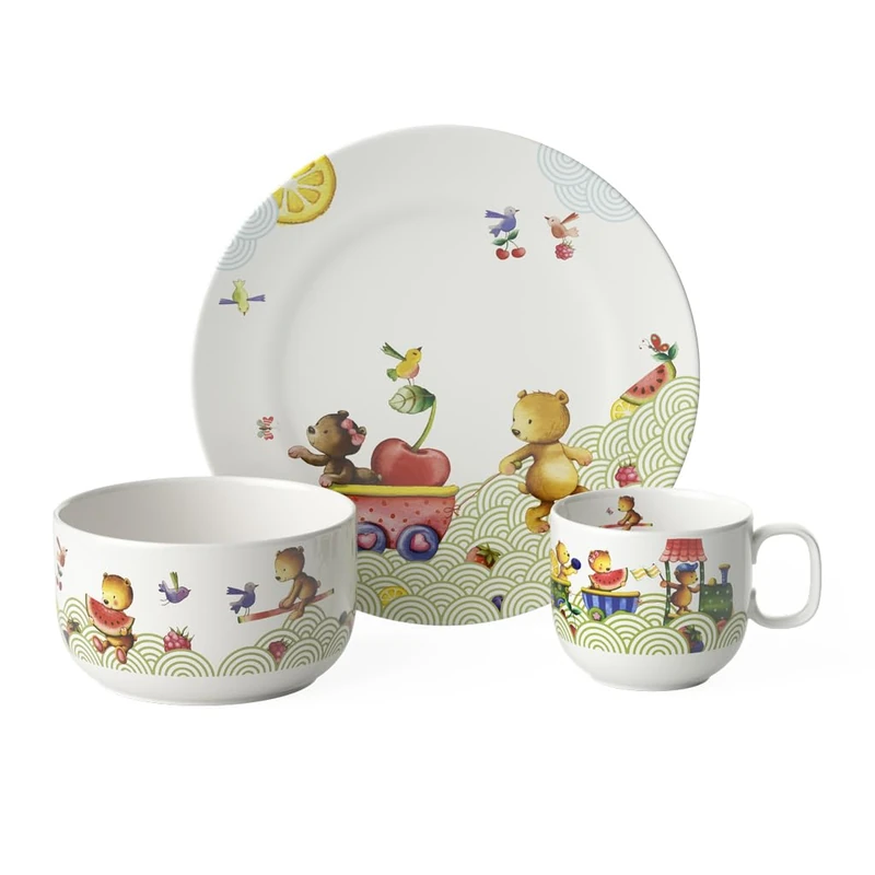 Villeroy & Boch - Hungry as a Bear Children dinnerware, 3-Piece, Premium Porcelain, White/Colourful