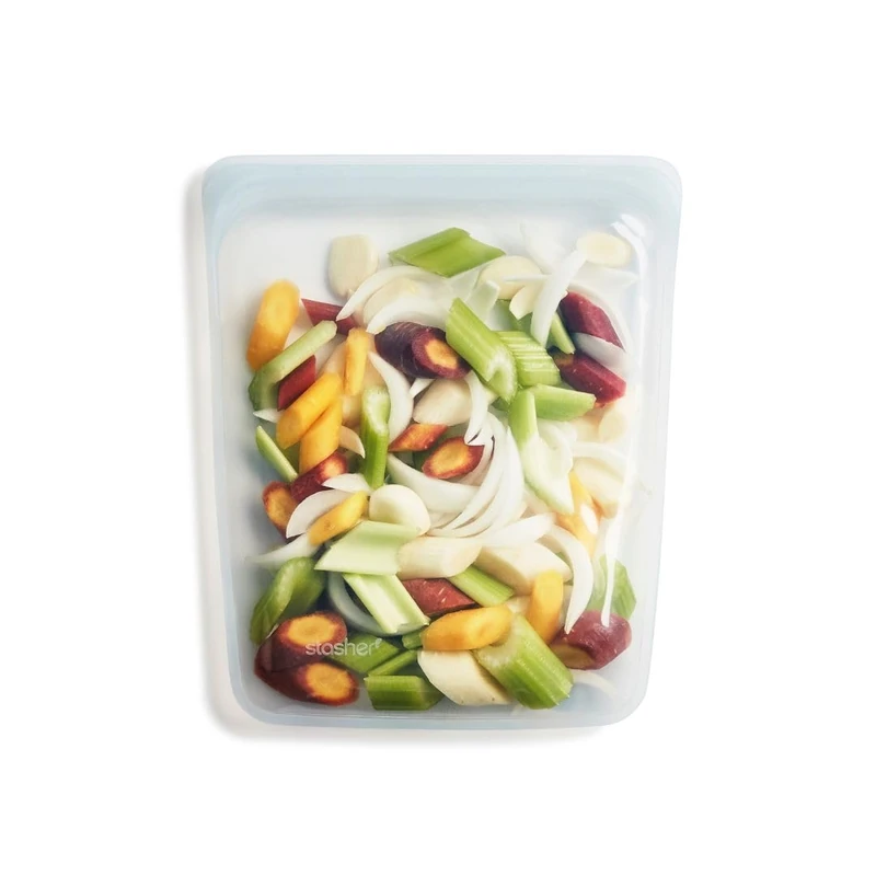 Stasher Bag Premium Silicone Reusable Food Bag Half Gallon Clear Durable Oven Dishwasher & Freezer Safe Eco-Friendly Lunch Bag for Food Preparation 1893 ml