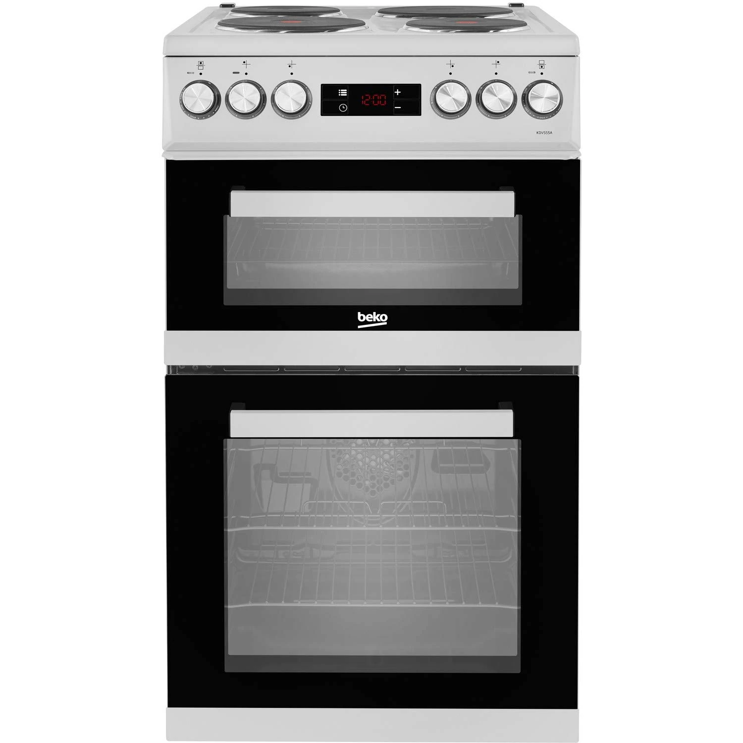 Beko KDV555AS 50cm Electric Cooker with Solid Plate Hob - Silver - A/A Rated