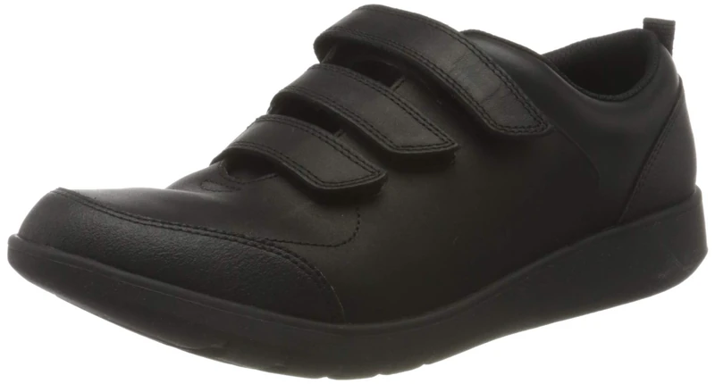 Clarks Boy's Scape Sky Y Sneakers, Black Leather, 8.5 UK Wide