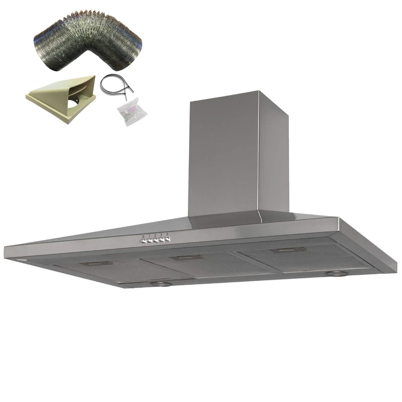 SIA CHL90SS 90cm Stainless Steel Chimney Cooker Hood Kitchen And 3m Ducting Kit