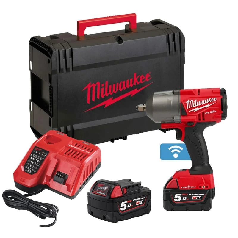 Milwaukee M18FHIWF12-502X 18V Fuel 1/2" Impact Wrench with 2 x 5.0Ah Batteries