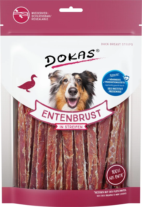 DOKAS Grain Free Premium Snack in Stripes for Dogs - Made from Duck Breast Fillet - Image 1