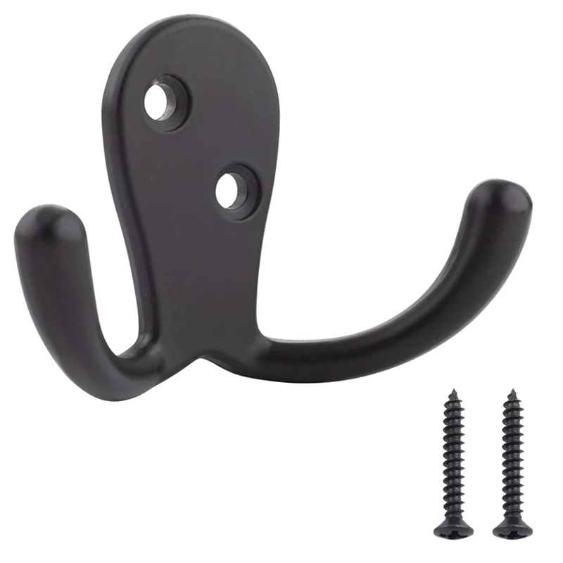 Amazon Basics AB4900-FB 5-Pack Matt Black Curved Robe Hooks