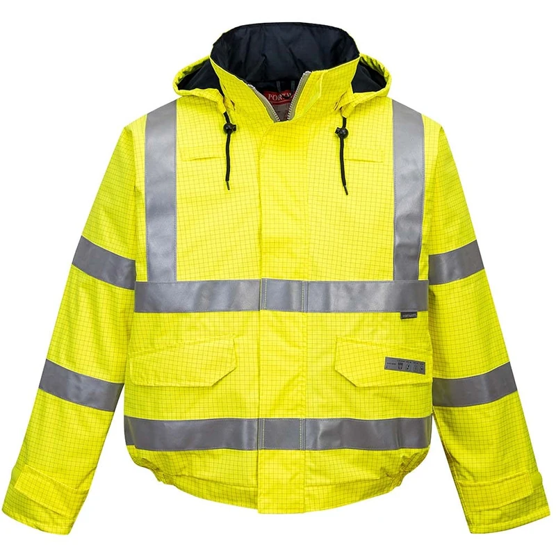 Portwest Bizflame Rain Hi-Vis Antistatic FR Bomber Jacket, Size: XS, Colour: Yellow, S773YERXS - Image 1