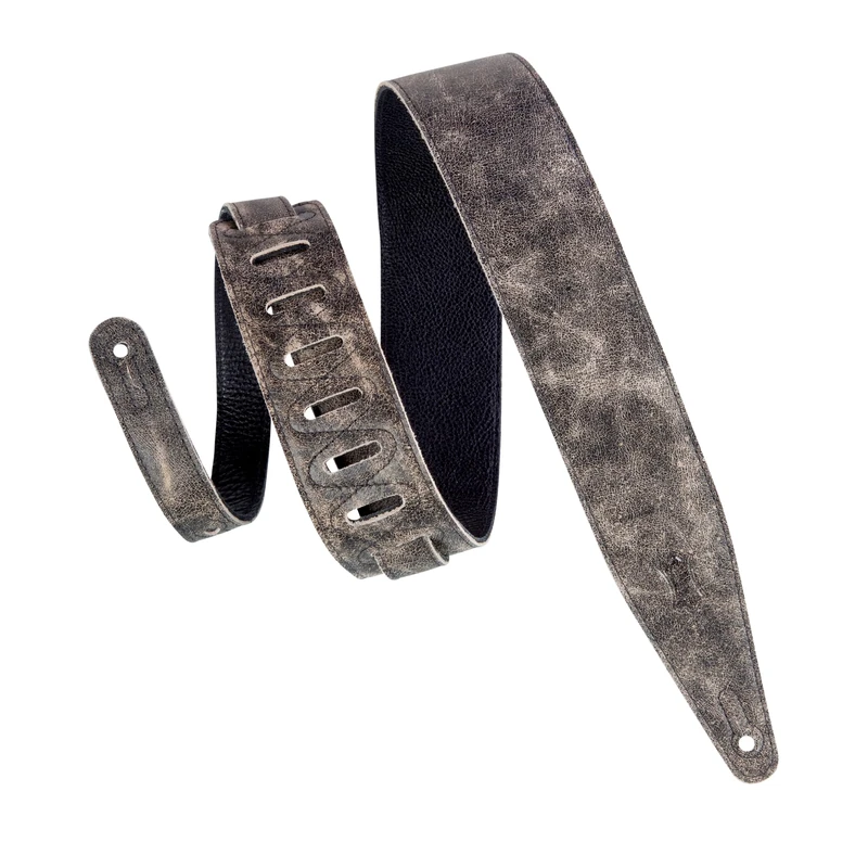 Levy's Leathers 2.5" Garment Leather Guitar Strap Distressed Design; Black MG317BOG-BLK