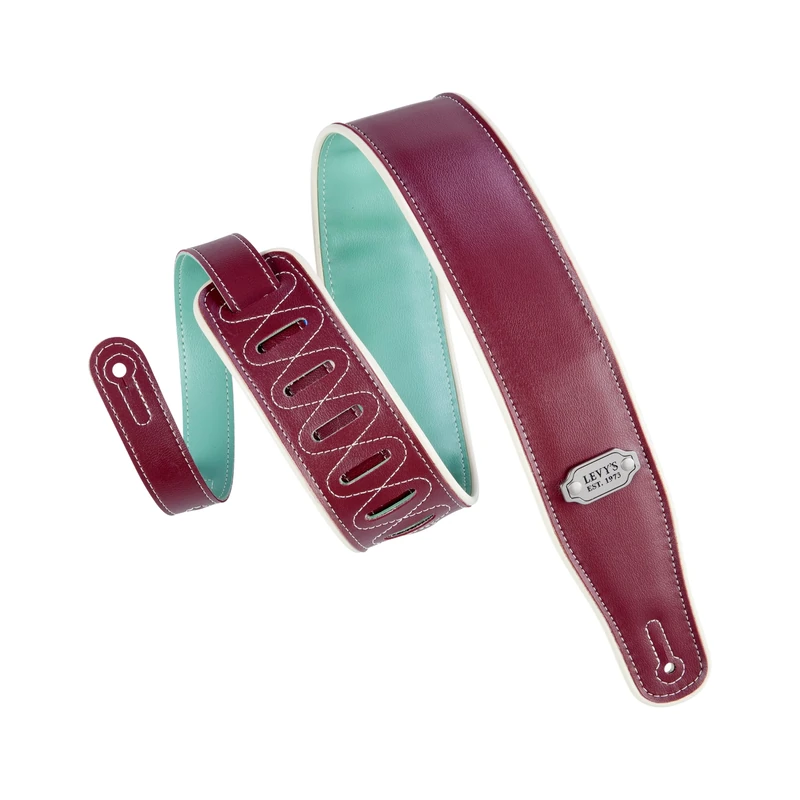 Levy's Leathers M26VCP-BRG_SEA 7cm Reversible Vinyl Guitar Strap - Burgundy Seafoam and Cream