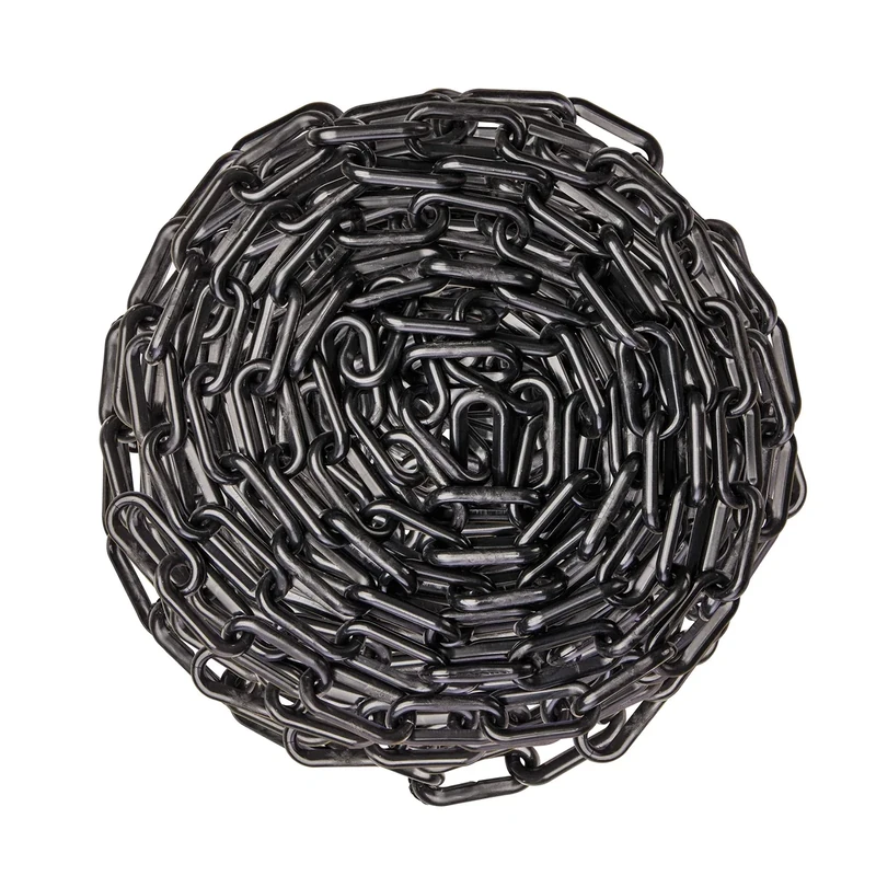 US Weight (Made in USA) 2" x 100' Black Plastic Safety Chain ft. SunShield UV Resistant Technology