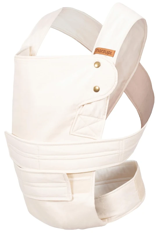 marsupi Baby Carrier for Newborns from Birth up to 15kg, Lightweight and Compact Baby Carrier with Sturdy Velcro System, Organic Cotton - Classic/Ecru Size S/M
