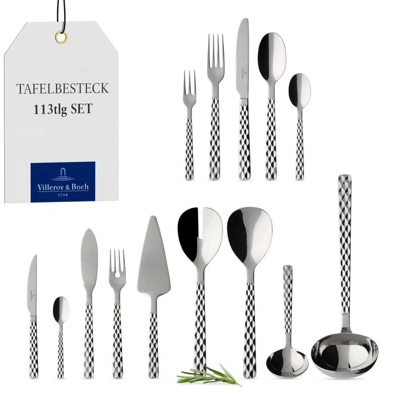 Villeroy & Boch Boston Cutlery for up to 12 Persons, 113-Pieces, Stainless Steel