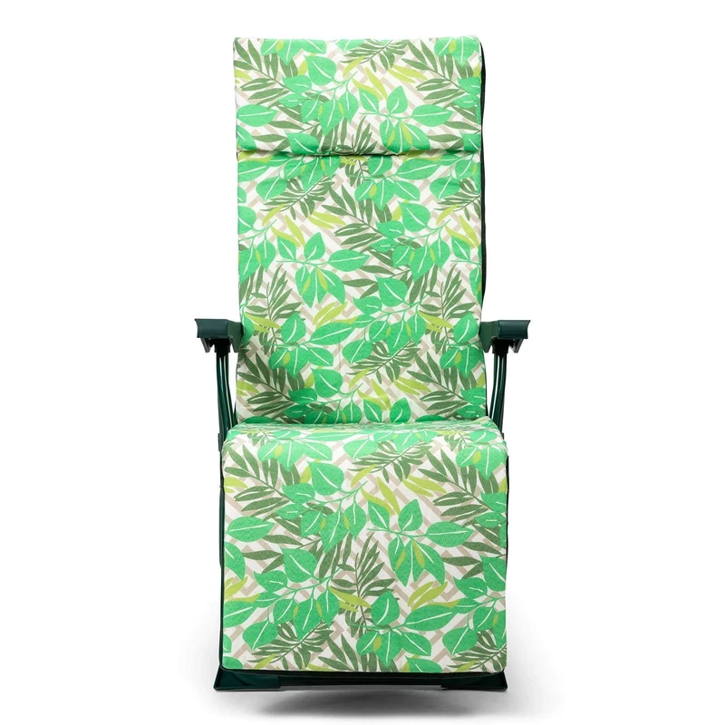 SOLENNY Padded Adjustable Garden Folding Lounger 76x60x108cm 5 Positions with Anatomical Head Washable Fabric and Stabilizing Feet for Safety