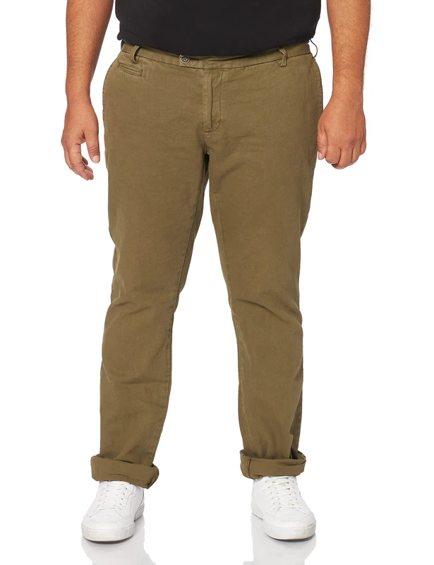 Scalpers Men's Chino Estructura Pants Trouser, Green (Khaki 18173), 22 (Size: 50)