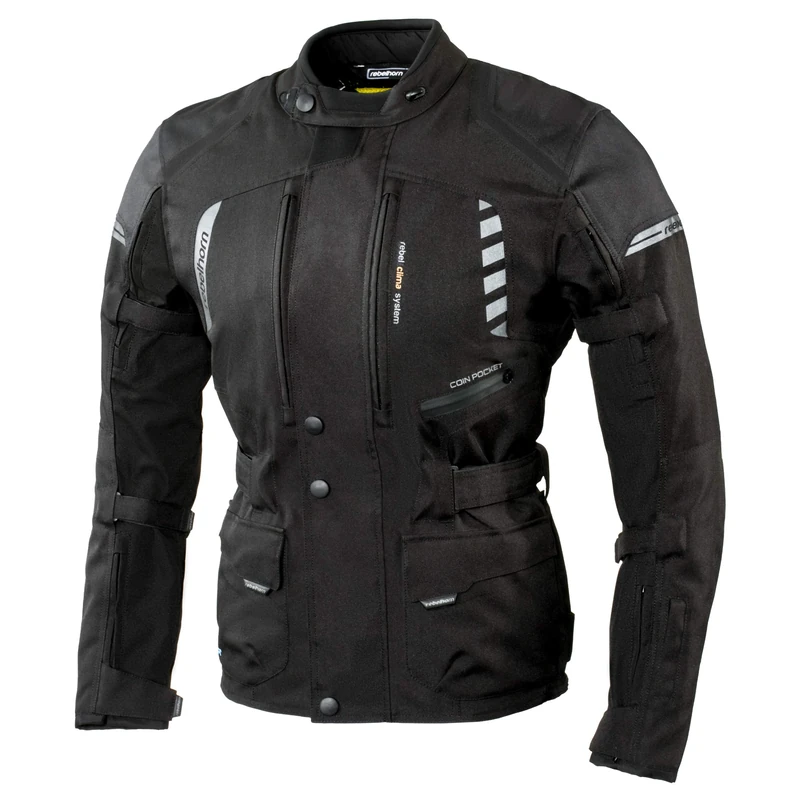 REBELHORN Hiker II Motorcycle Jacket Durable Materials CE-Level 2 Elbows and Shoulders Protectors Reissa Membrane Ventilation Reflective Elements 7 Pockets