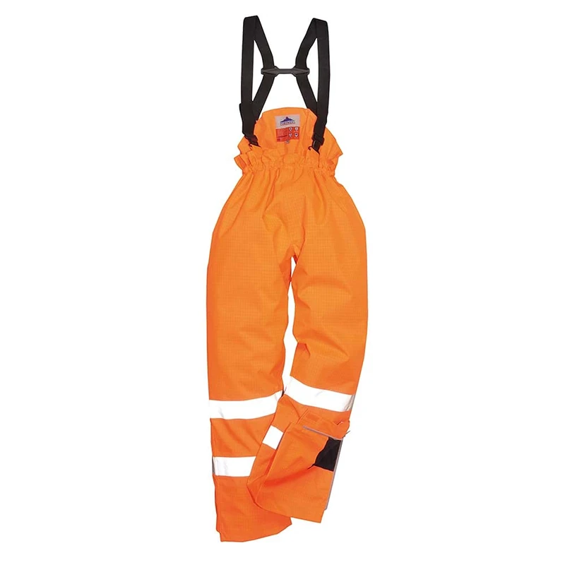 Portwest Bizflame Rain Lined Hi-Vis Antistatic FR Trouser, Size: XXXL, Colour: Orange, S781ORRXXXL