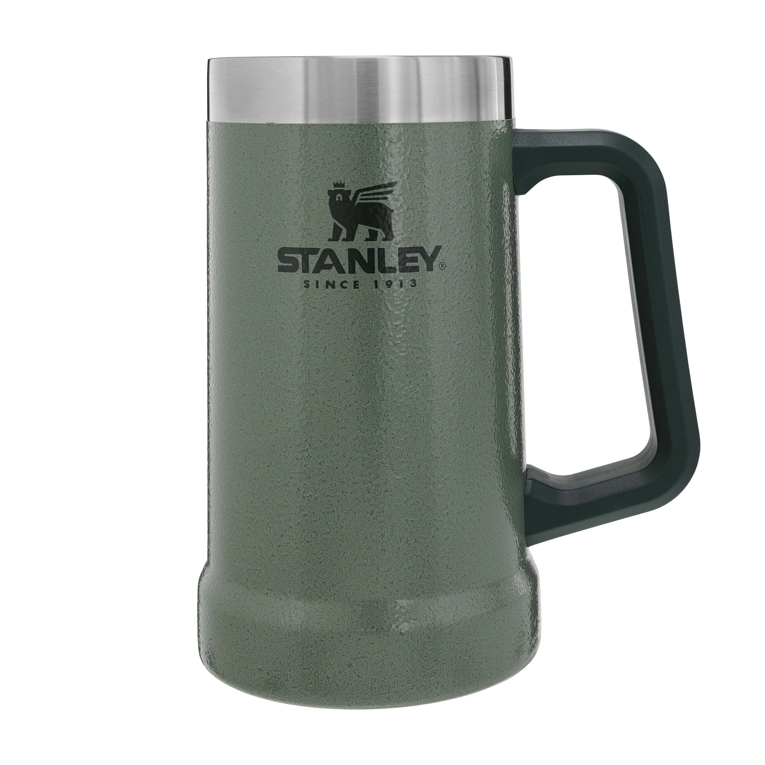 STANLEY 1913 Adventure Vacuum Beer Stein 0.7L - Travel Mug Keeps Drinks Cold for 7 Hours - Stainless Steel Thermal Cup with Handle - Dishwasher Safe - Hammertone Green