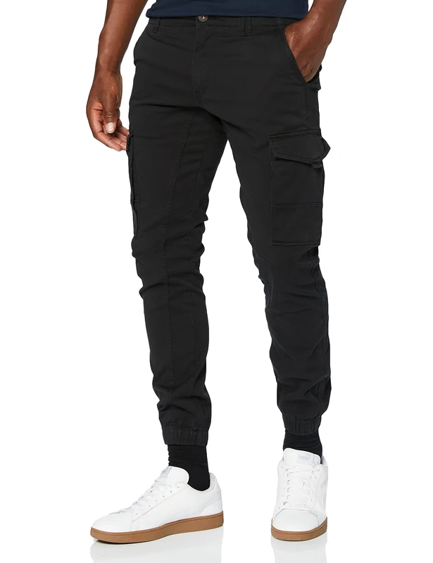 JACK & JONES Men's Jjipaul Jjflake AKM 542 Black Noos Trousers, Black, 29W / 34L