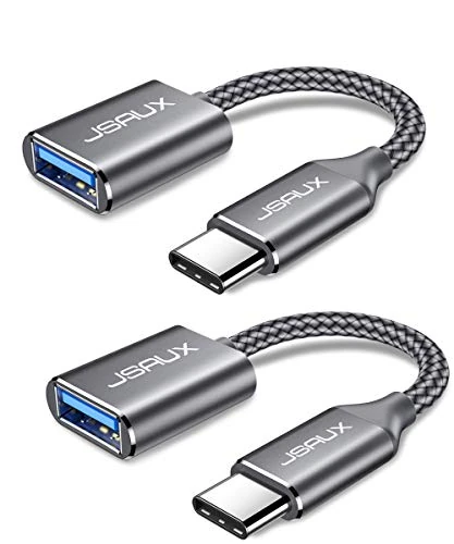 JSAUX USB C to USB 3.1 Adapter [2 Pack] OTG USB Type C Adapter Compatible with Samsung Galaxy S20 S20+ Ultra S9 S8 Plus Note 10, Huawei P30 P20 Lite Mate 30 20 Pro, MacBook Pro 2018/2017/Air 2018-Grey