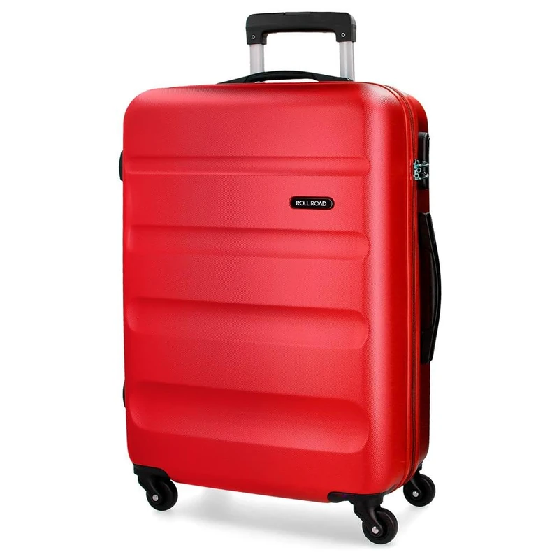 Roll Road Flex Red Big Suitcase 51x74x28 cm Rigid ABS Combination Lock 91 Litre 3.8 kg 4 Wheels