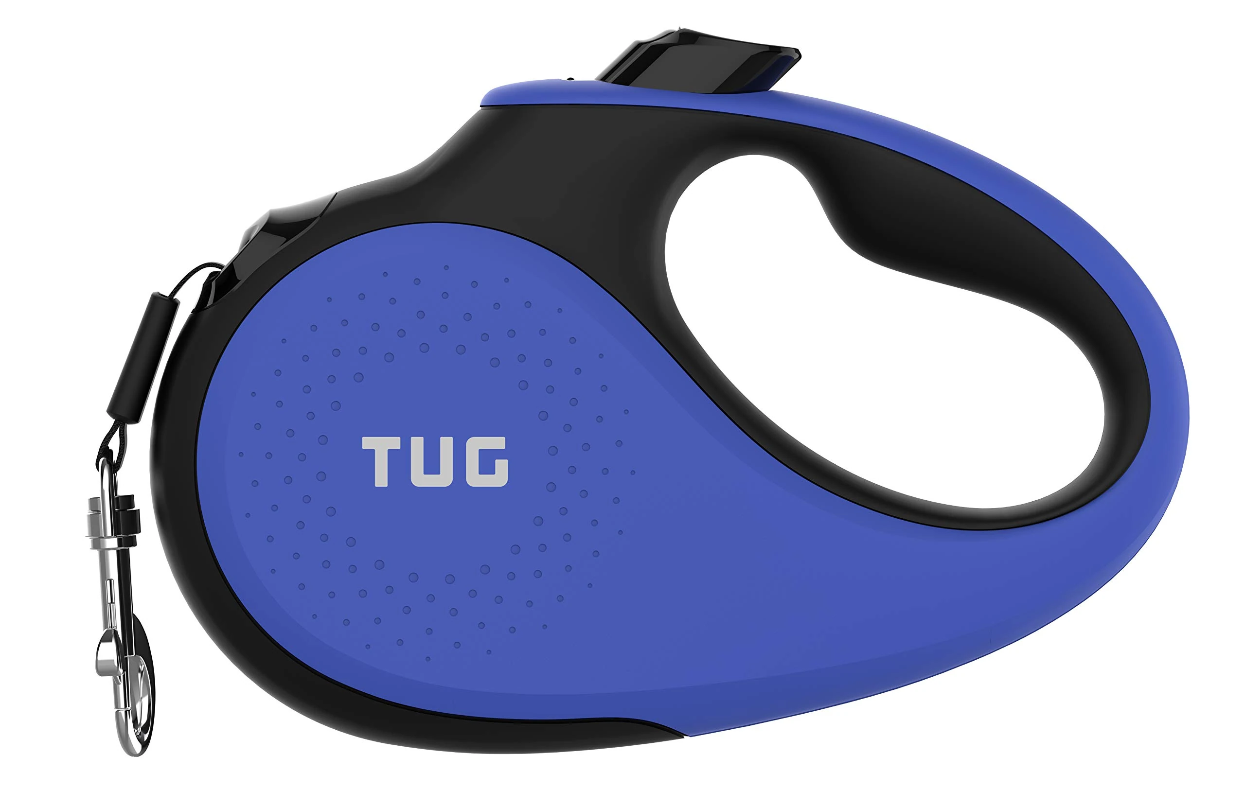TUG 360° Tangle-Free Retractable Dog Lead for Up to 15 kg Dogs | 5 m Strong Nylon Tape | One-Handed Brake, Pause, Lock (Small, Blue)