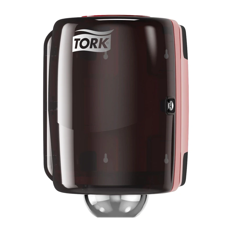 Tork 659028 Performance Centerfeed Dispenser, 14.02" Height x 9.76" Width x 9.13" Depth, Red/Smoke (Case of 1 Dispenser) For use with Tork 559020A, 559028A