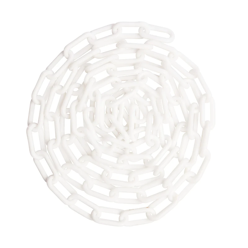 US Weight (Made in USA) 2" x 100' White Plastic Safety Chain ft. SunShield UV Resistant Technology