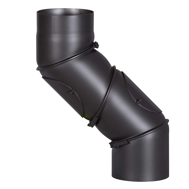 FIREFIX R150/UB Universal 2mm Steel Smoking Pipe Elbow 150mm Diameter for Stoves and Fireplaces Senotherm Black 0-90 Degree Adjustable with Two Cleaning Doors