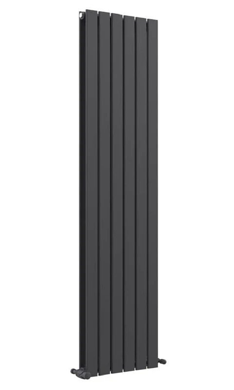 VeeBath EDA500 Metz Slimline Low Carbon Mild Steel Anthracite Vertical Double Panel Bathroom Heating Radiator - 1800 x 460mm