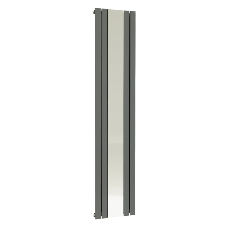 VeeBath Lille Anthracite Low Carbon Mild Steel Vertical Single Panel Mirror Bathroom Heating Radiator - 1800 x 450mm