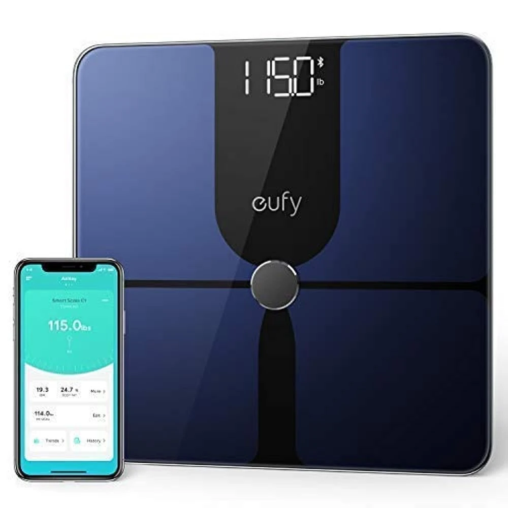 eufy Scales for Body Weight, Digital Bathroom Scales with Bluetooth, Body Fat Scale, 14 Measurements, Weight/Body Fat/BMI, Fitness Body Composition Analysis, Black, lbs/kg, Smart Scales P1