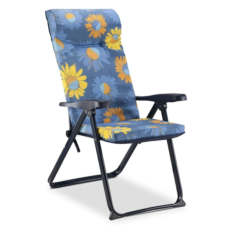 Solenny Folding Garden Chair Reclining and Padded 76 x 62 x 114 cm 6 Positions and Anatomical Head