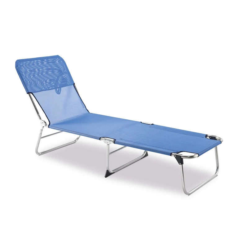 SOLENNY Folding Hammock Garden and Beach Lounger with 3 Legs Without Springs 190x61x30cm Blue Washable Fabric and Stabilizing Feet for Safety