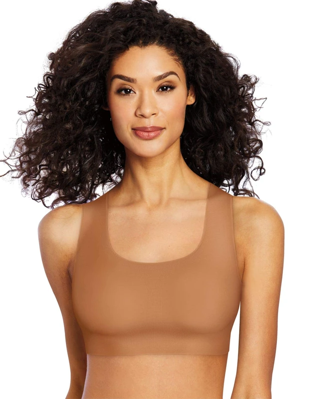 Bali Comfort Revolution Wireless T-Shirt Bra, Wireless Full-Coverage Bra, Pullover Wirefree T-Shirt Bra, Cinnamon Butter, S