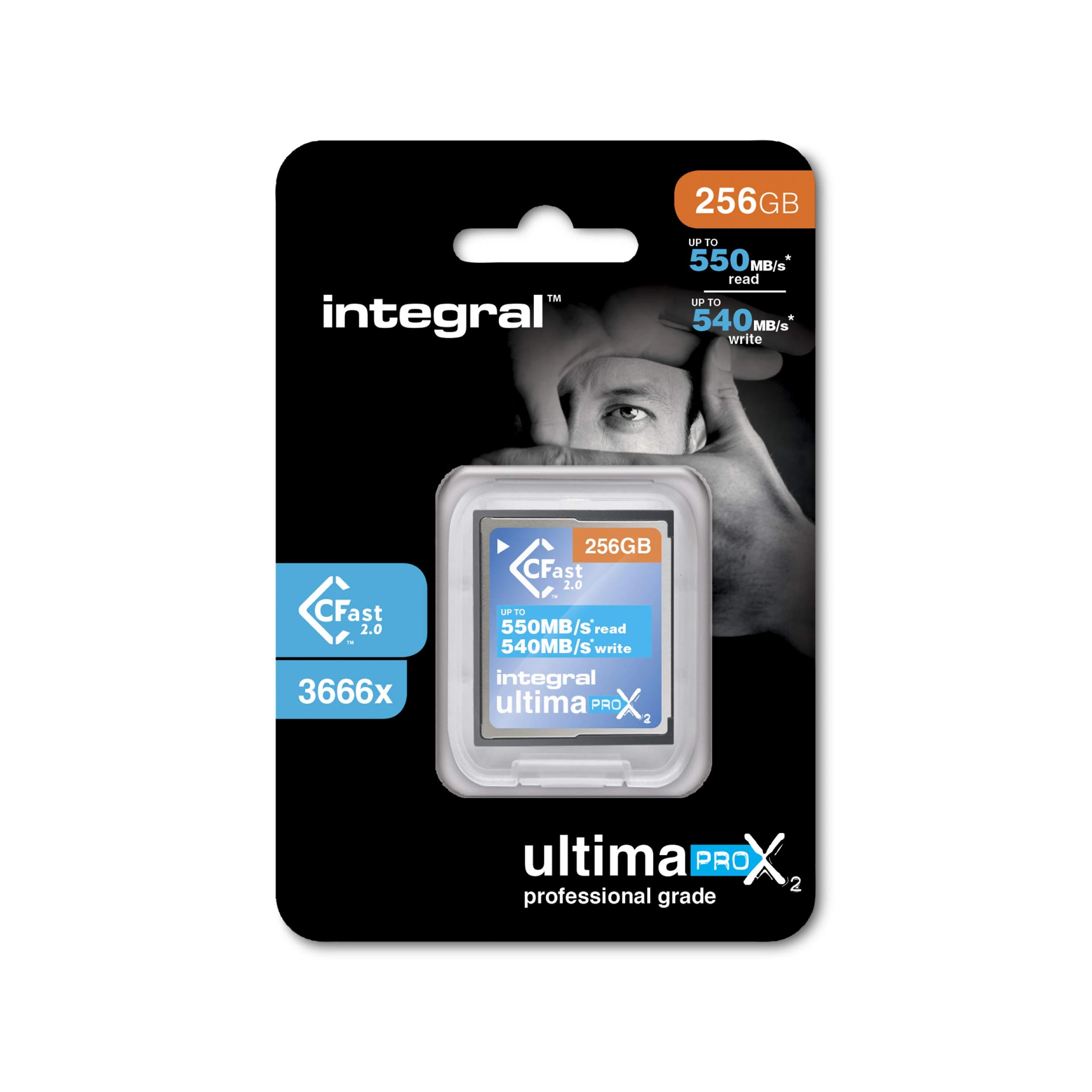 Integral 256GB CFast Card 2.0 High Performance with read speed up to 550MB/s and write speed up to 540MB/s