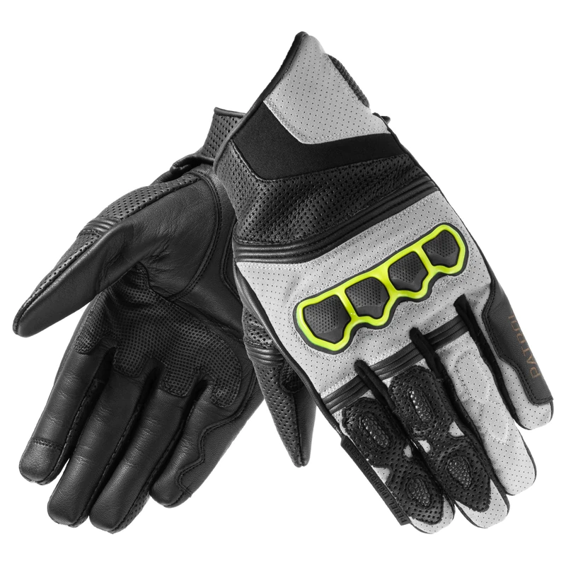 REBELHORN Leather Gloves Patrol Short Black/Grey Xs