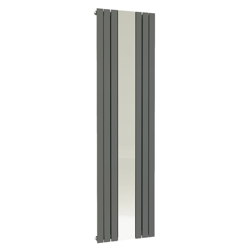 VeeBath Lille Matt Anthracite Low Carbon Mild Steel Vertical Single Panel Mirror Bathroom Heating Radiator - 1800 x 605mm