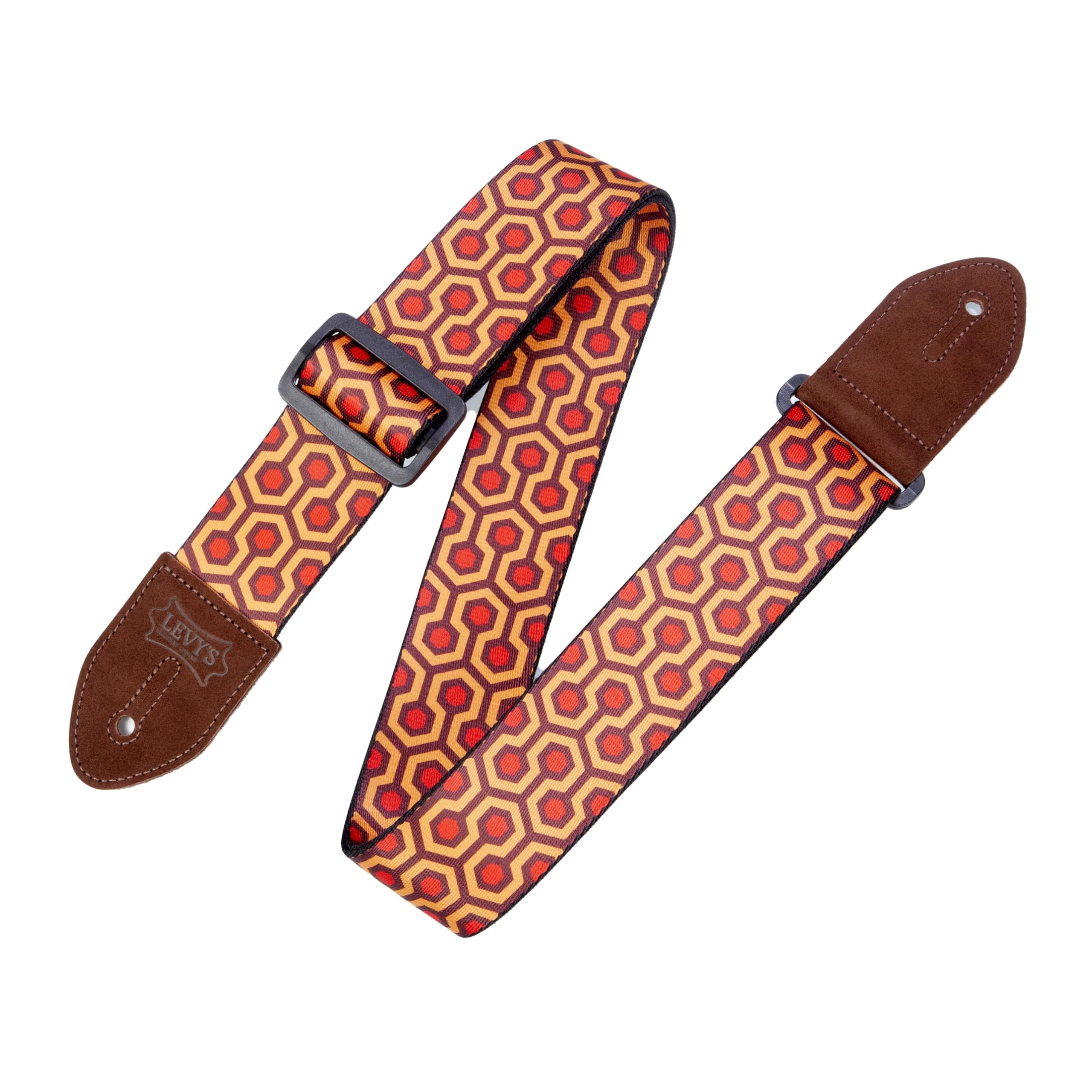 Levy's Leathers 2" Polyester Guitar Strap Hex Design; Burgundy, Red, and Mustard MP2-007