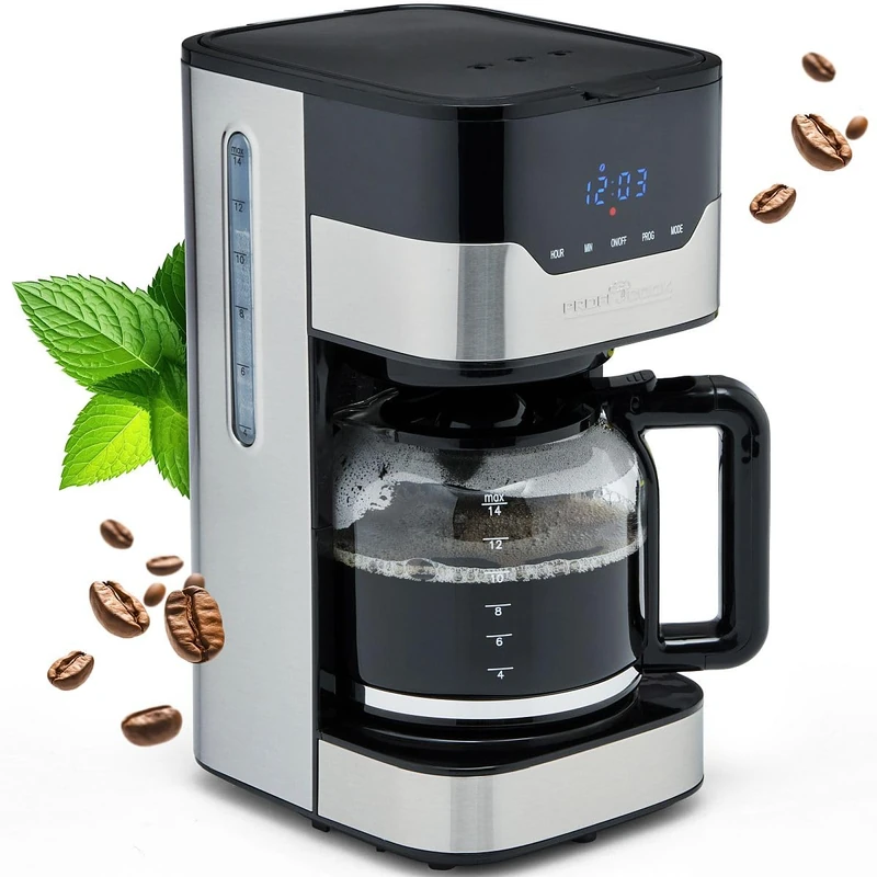 Profi Cook Coffee Machine, 1.5L, Stainless Steel - Filter Coffee Machine with 3 Electric Aroma Levels, Sensor Touch Control, 12-14 Cups, PC-KA