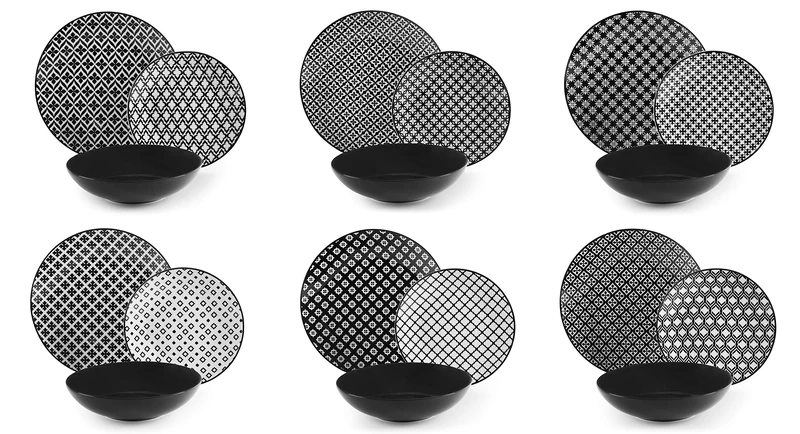 Excelsa Monochrome 18-Piece Porcelain and Ceramic Stoneware Dinner Set