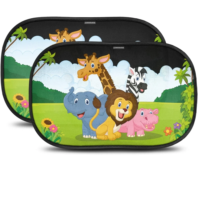 CARAMAZ Car Window Shades for Baby - Safari Design - 2 Pack - Image 1