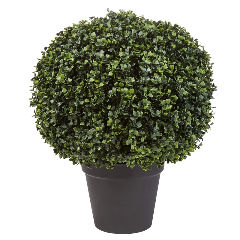 Pure Garden Home Artificial Boxwood Plant-21-Inch Topiary Ball Faux Indoor or Outdoor Fake Plants, Entryway, or Porch Decor, Green, 21-Inch