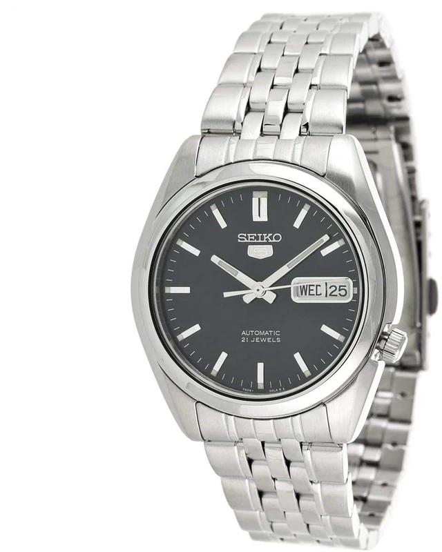 Seiko 5 Men's Black Dial Stainless Steel Band Automatic Watch - SNK357K1, Stainless_Steel, Classic, Stainless_Steel, Classic