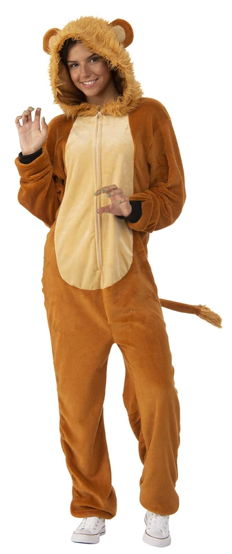 Rubies Women's Comfy Wear One-Piece Hooded Costume Jumpsuit Adult Sized, Lion, L/XL - Image 1